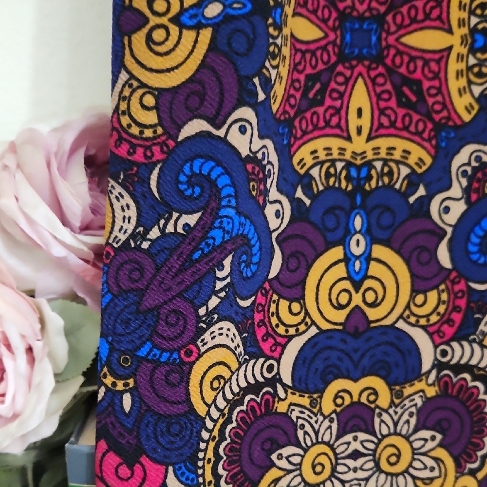 LuLaRoe Blue Red Embellished Pencil Midi Skirt - Picture 5 of 9